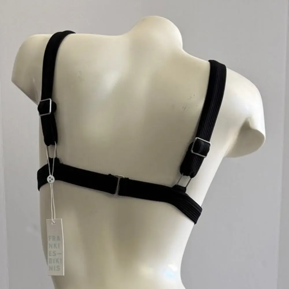 Frankies Bikinis Georgia Ribbed Bralette Bikini Top - Black - Large - NWT